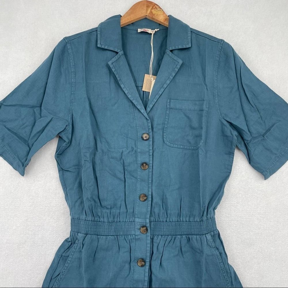 Faherty Teal Button-Up Romper - image 6